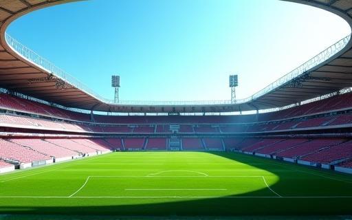 A large sports stadium in Milan, showing signal enhancement work